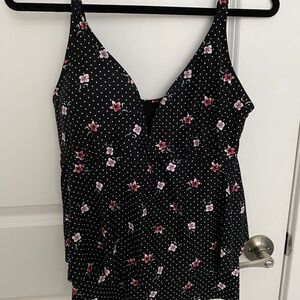 Beach House Floral Polka Dot Tankini Top